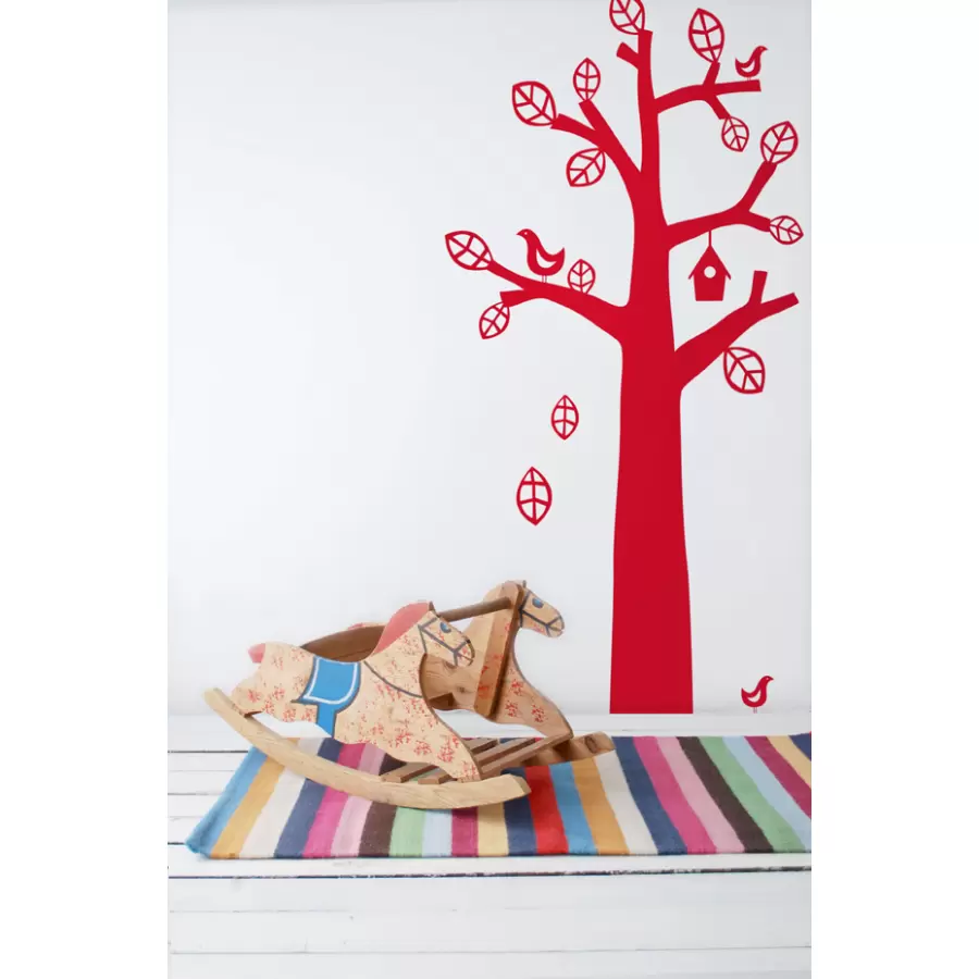 ferm LIVING - Bird tree rød wallsticker fra Ferm