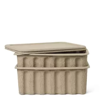 Ferm Living - 2 stk. Paper Pulp Box, Beige Large