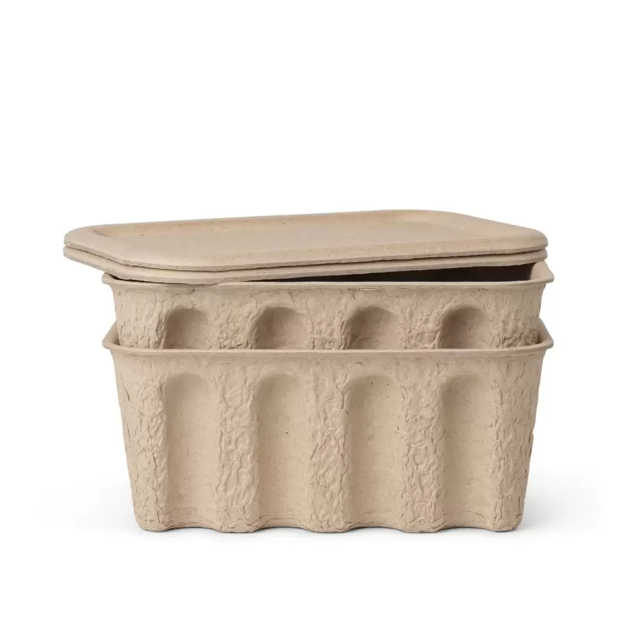 ferm LIVING - 2 stk. Paper Pulp Box, Beige Small