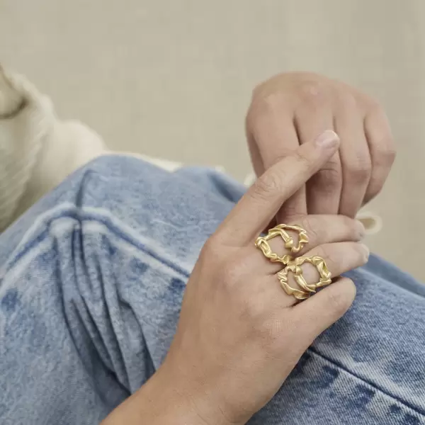 Trine Tuxen - Ring Kale, Forgyldt sterlingsølv