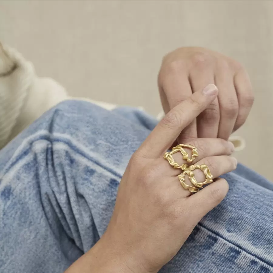 Trine Tuxen - Ring Kale, Forgyldt sterlingsølv