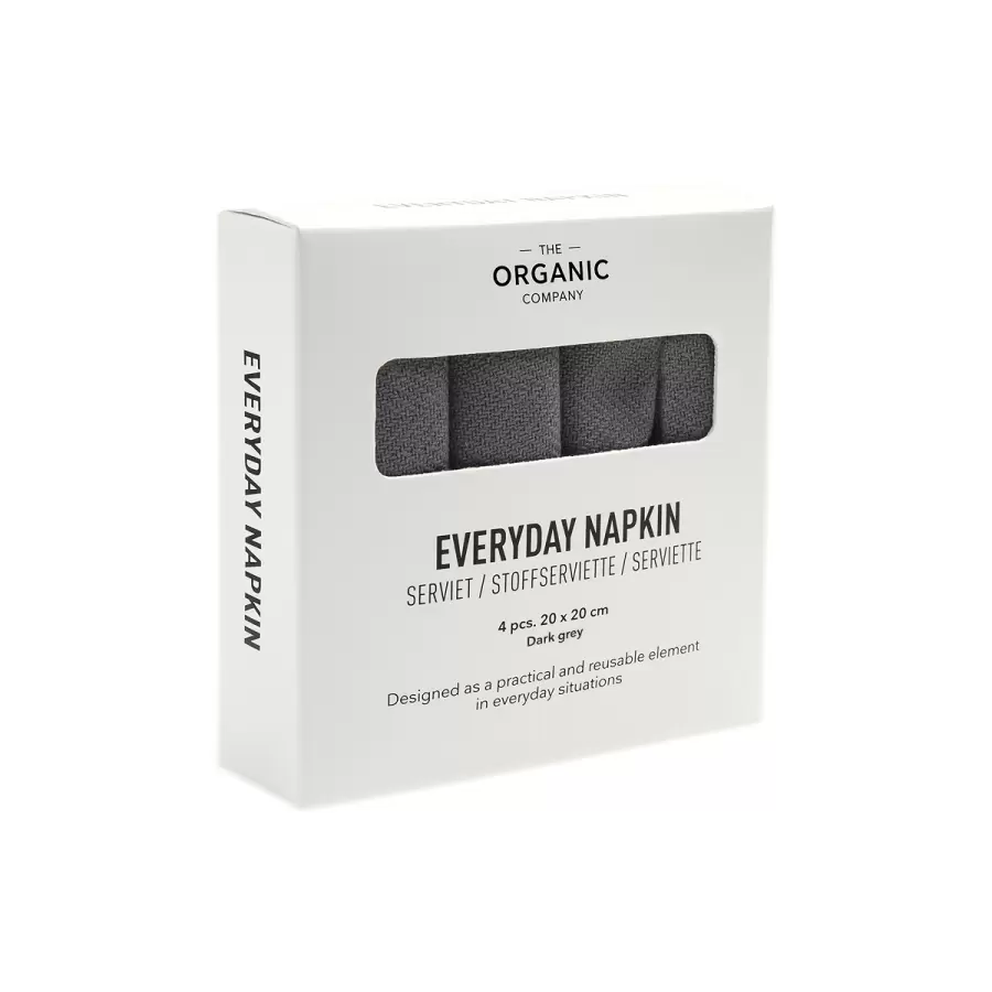 The Organic Company - 4 I SAMPAK, Stofservietter Everyday Napkin, Mørkegrå