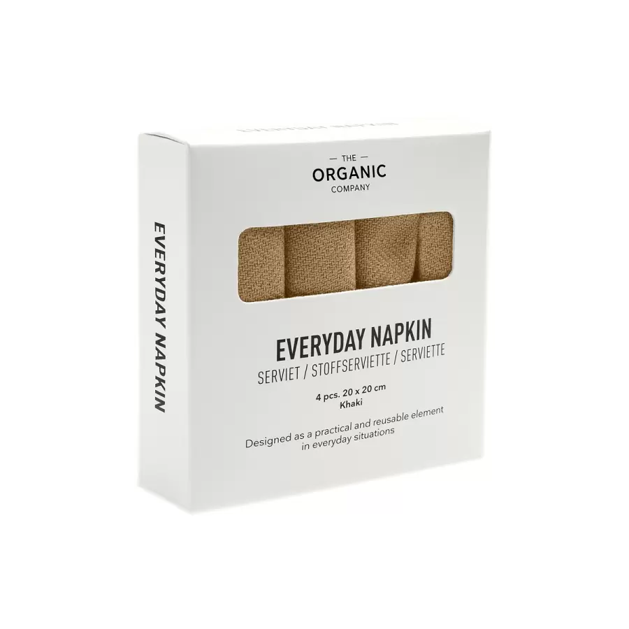 The Organic Company - 4 stk. i æske - Servietter Everyday Napkin, Khaki