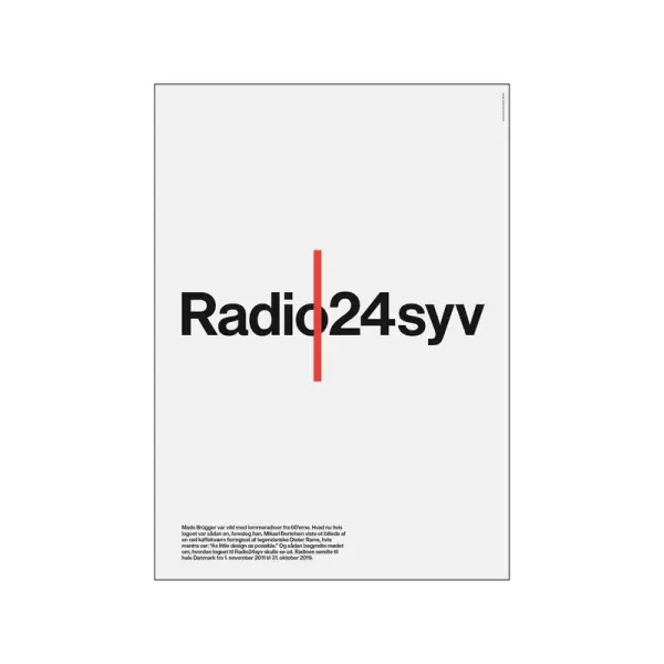 Poster and Frame - Radio24syv logoplakat Hvid, A3