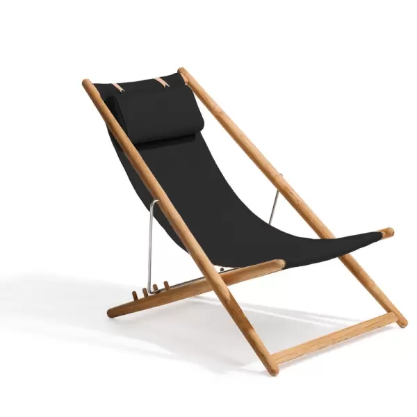 Skargaarden - H55 liggestol, Teak/Sort Sunbrella solid