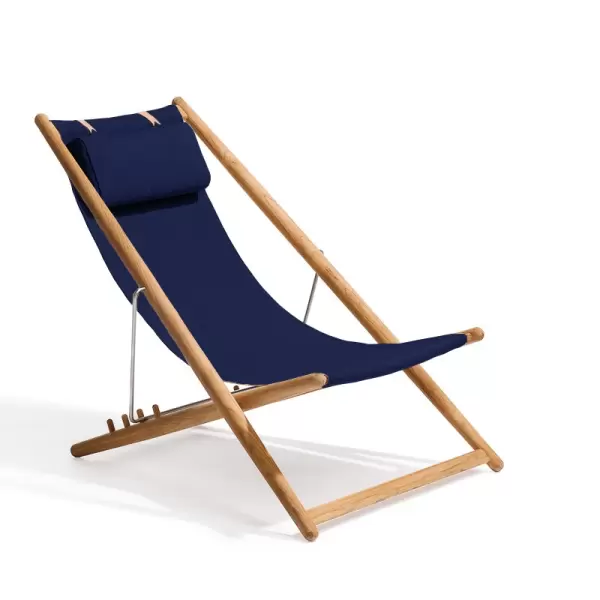 Skargaarden - H55 liggestol, Teak/Sort Sunbrella solid