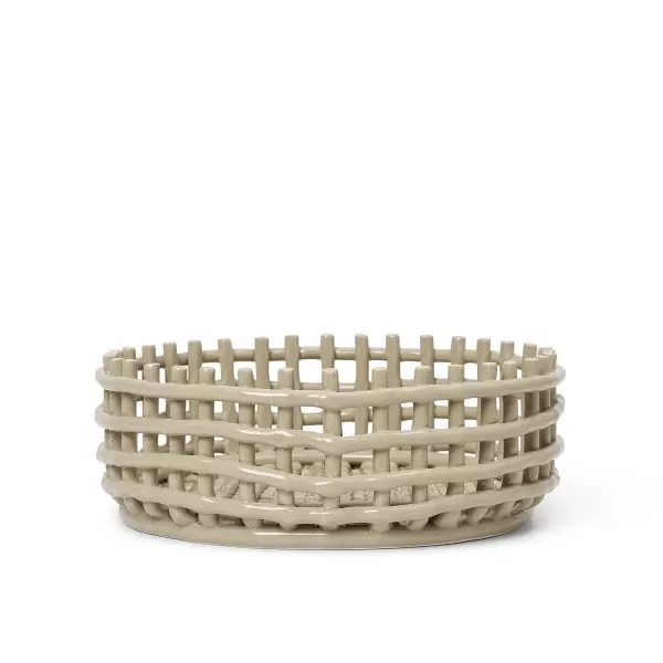 ferm LIVING - Ceramic Basket Centrepiece, Cashmere