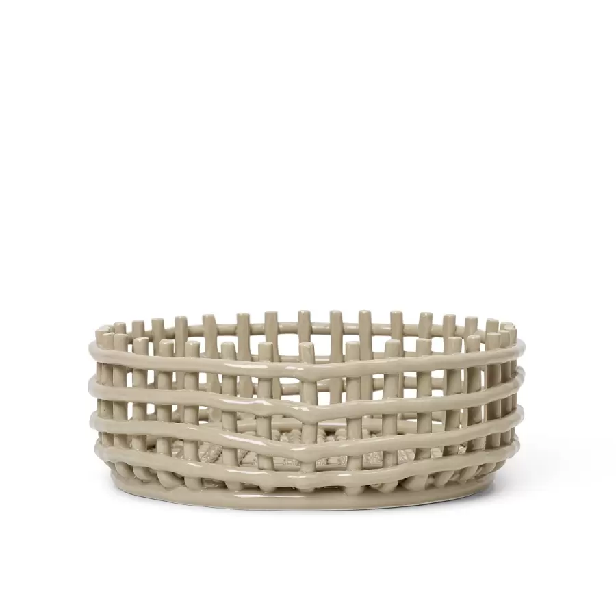 ferm LIVING - Ceramic Basket Centrepiece, Cashmere