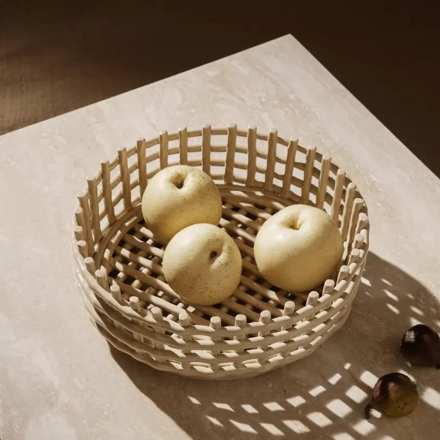 ferm LIVING - Ceramic Basket Centrepiece, Cashmere