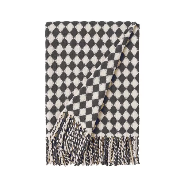 Burel - Plaid Azulejo, Dark grey/Pearl