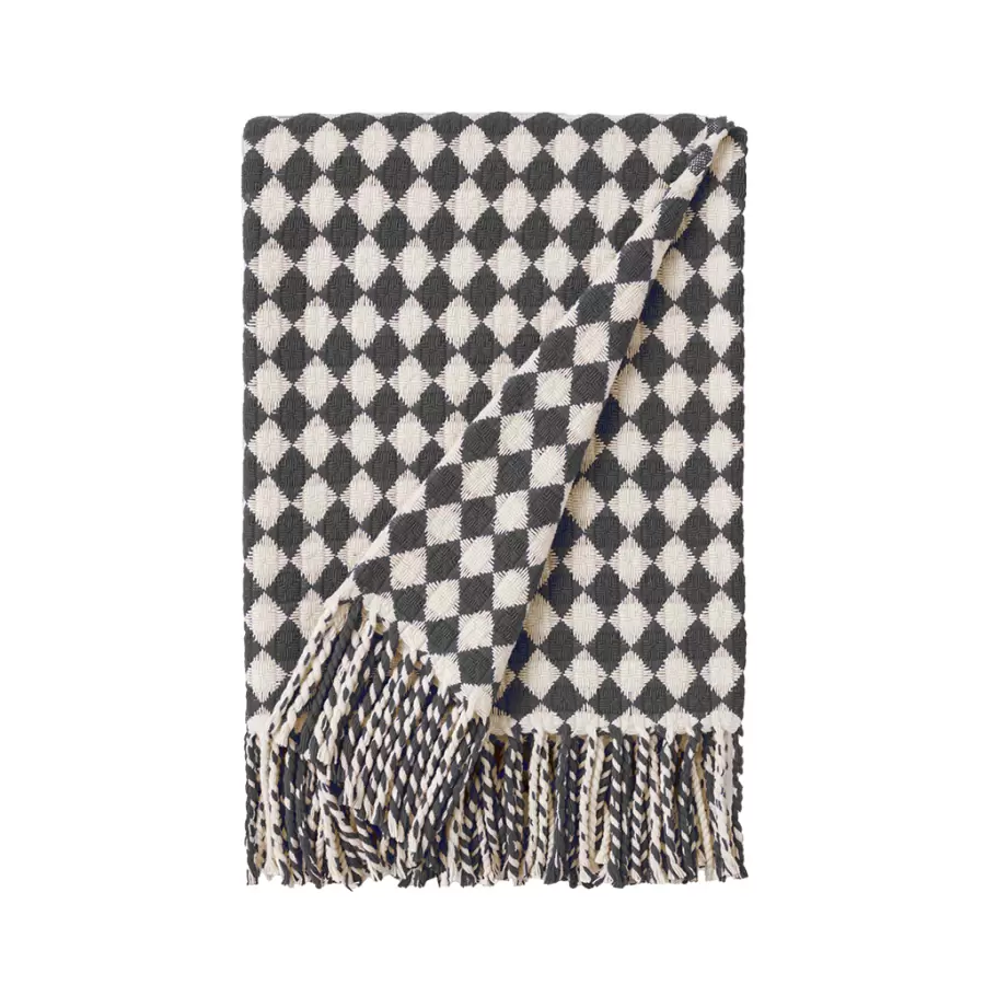 Burel - Plaid Azulejo, Dark grey/Pearl