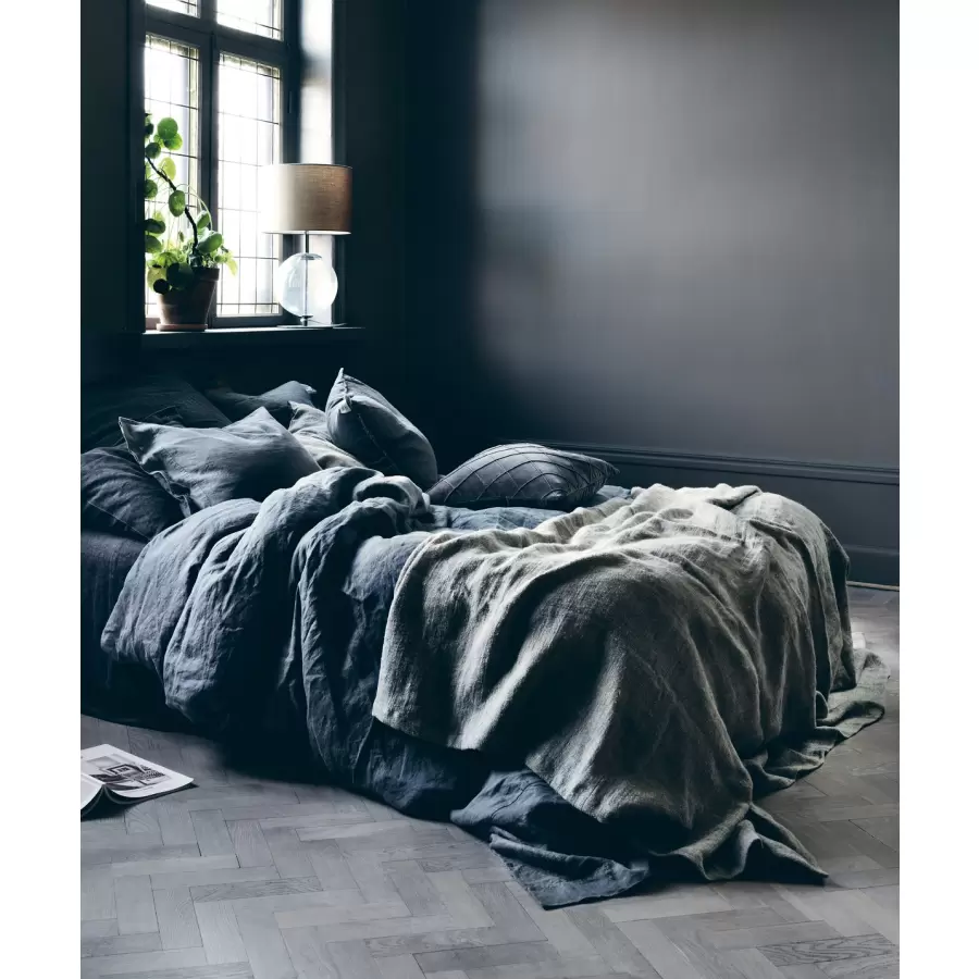 Lovely Linen - Lovely hør-sengetæppe, Mørkegrå 290*290