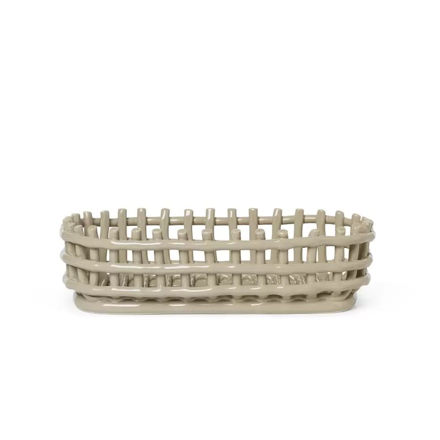 ferm LIVING - Ceramic Basket Cashmere, Oval