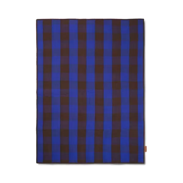 ferm LIVING - Quilted Plaid Grand 120*170, Choco/Bright Blue