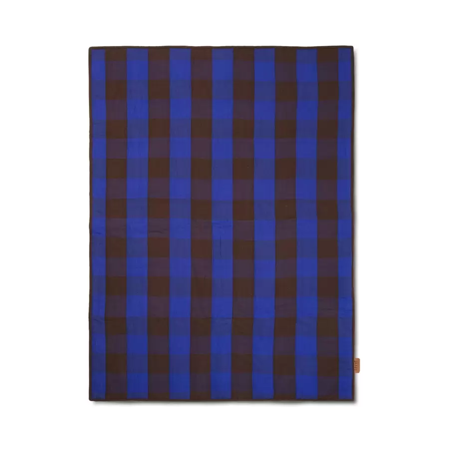 ferm LIVING - Quilted Plaid Grand 120*170, Choco/Bright Blue