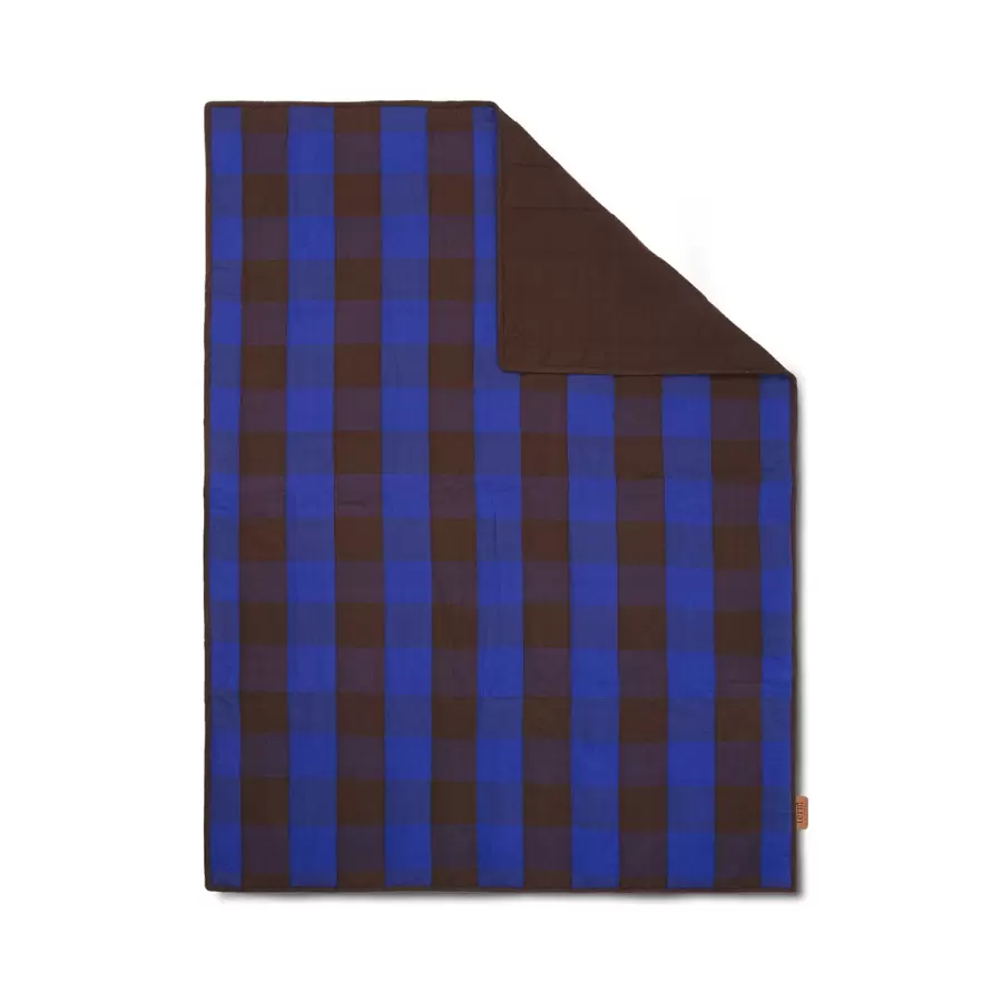 ferm LIVING - Quilted Plaid Grand 120*170, Choco/Bright Blue