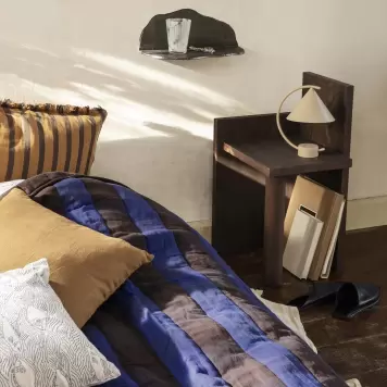 Ferm Living - Quilted Plaid Grand 120*170, Choco/Bright Blue