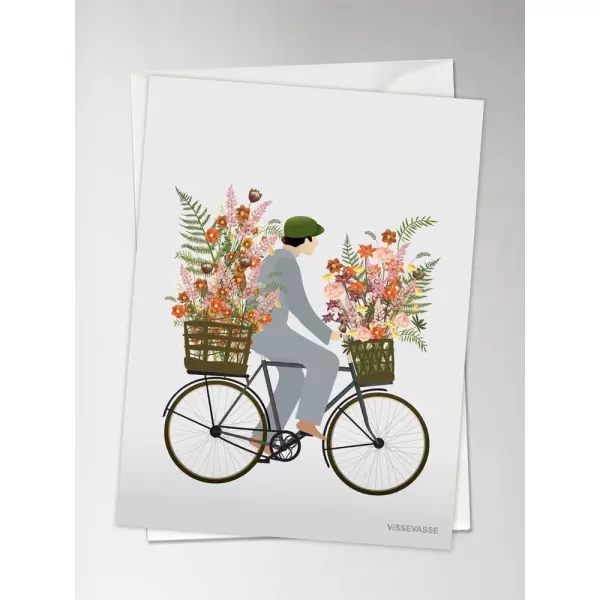 Vissevasse - Kort Cykel med blomster, A6