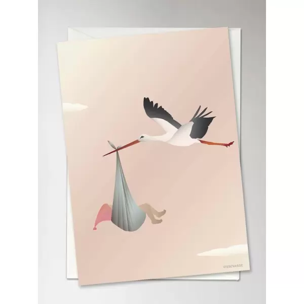 Vissevasse - Kort The Stork, Rosa A6