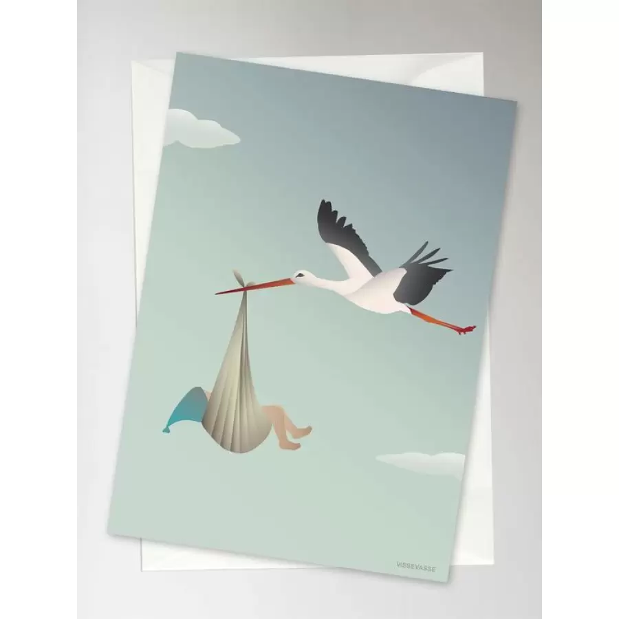 Vissevasse - Kort The stork, Blå A6