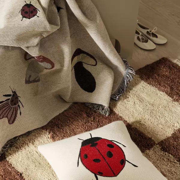 ferm LIVING Kids - Forest broderet pude, Mariehøne