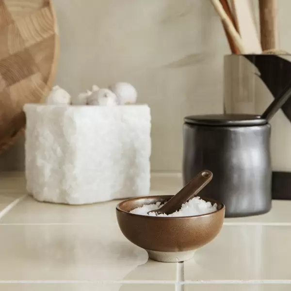 ferm LIVING - Petite Saltskål + Saltske, Chocolade