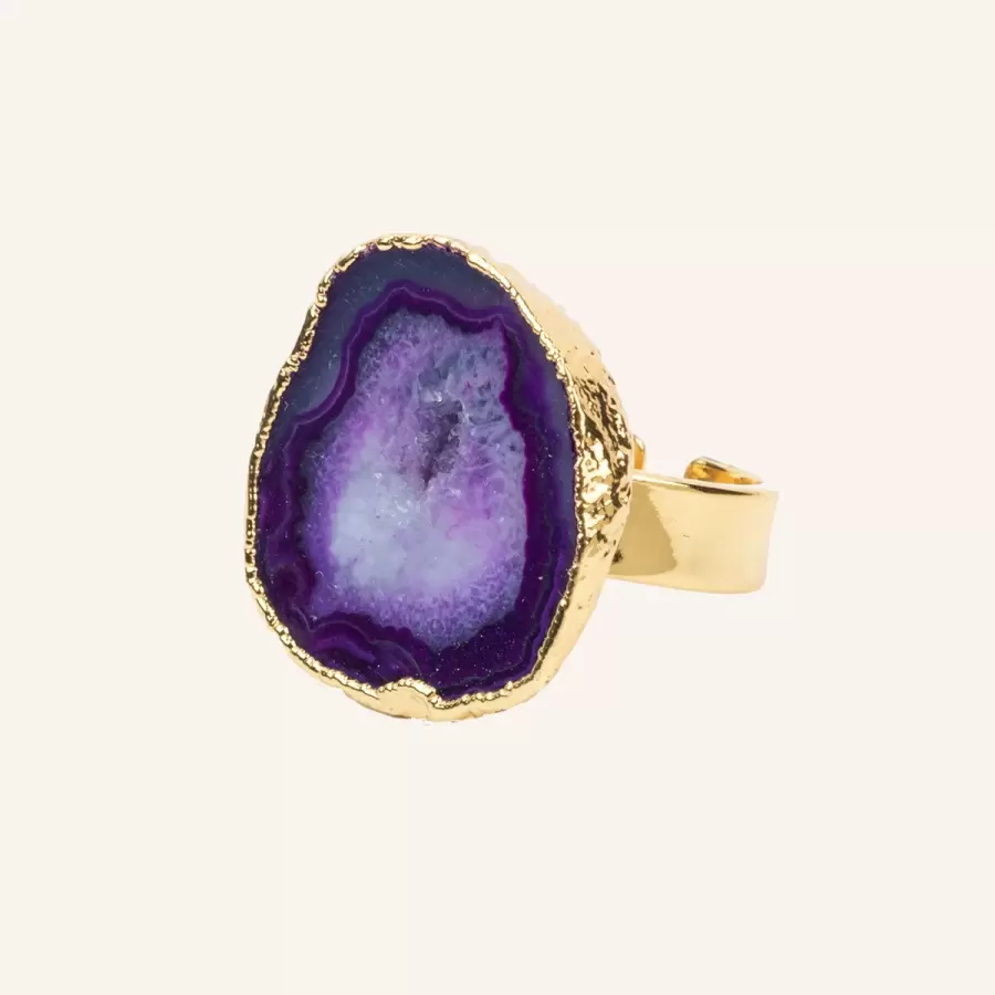 House of Vincent - Ring Asger, Lilla Geode, Forgyldt