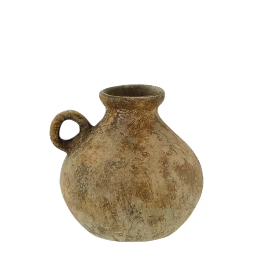 Madam Stoltz - Vase Terracotta, Washed Ocher/Sort/Hvid Ø:8*9,5
