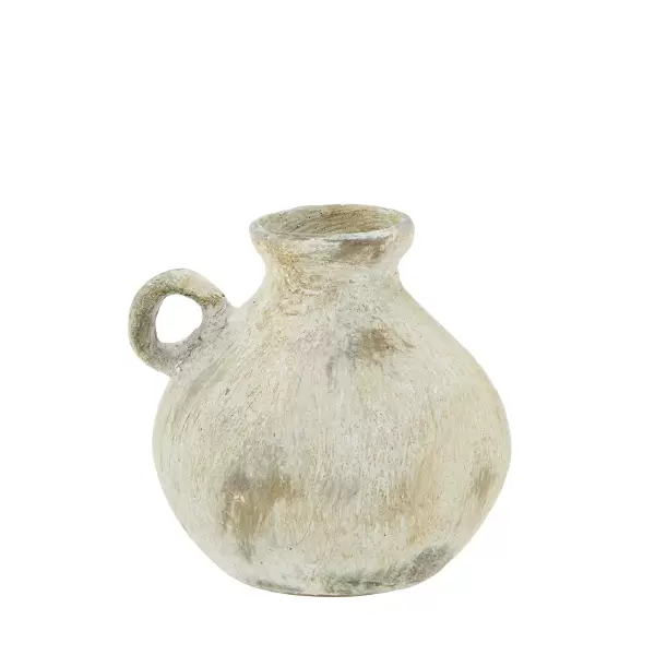 Madam Stoltz - Vase Terracotta, Washed white/Beige Ø:8*9,5