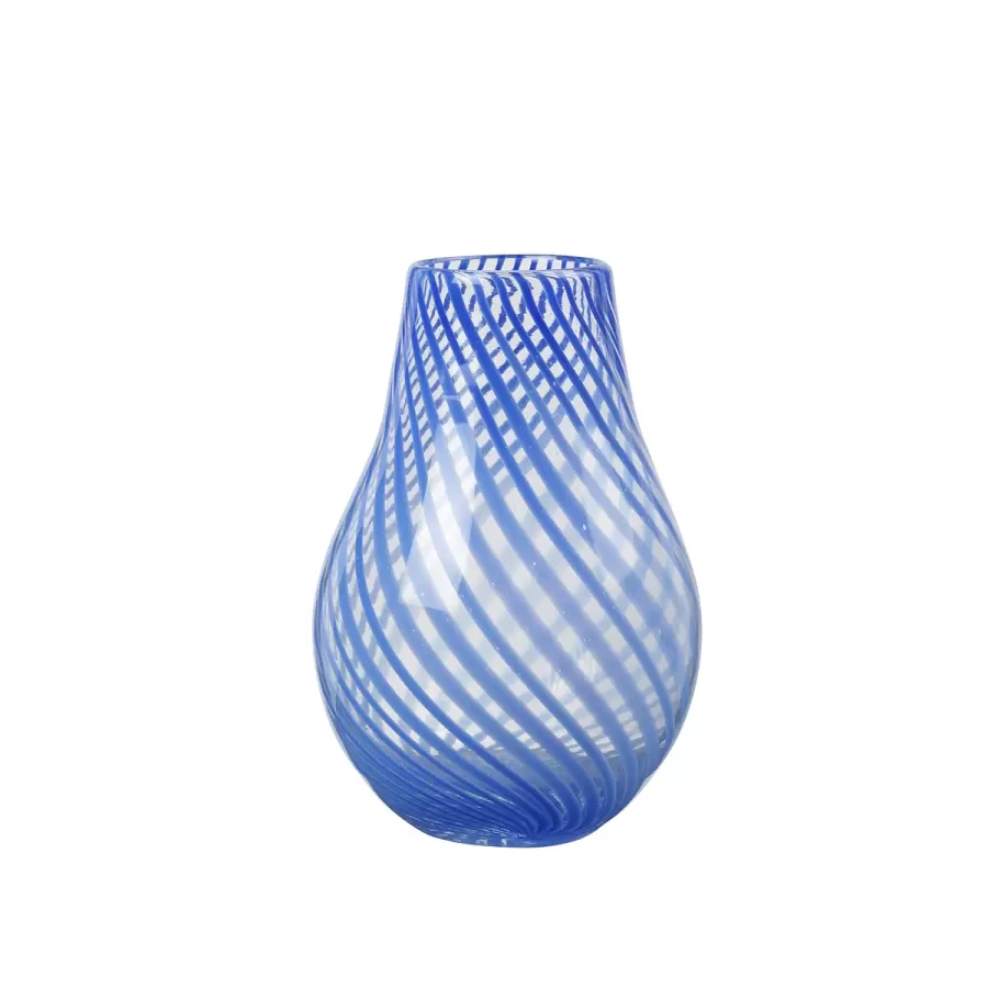 Broste Copenhagen - Vase Ada Crossstripe, Intense Blue