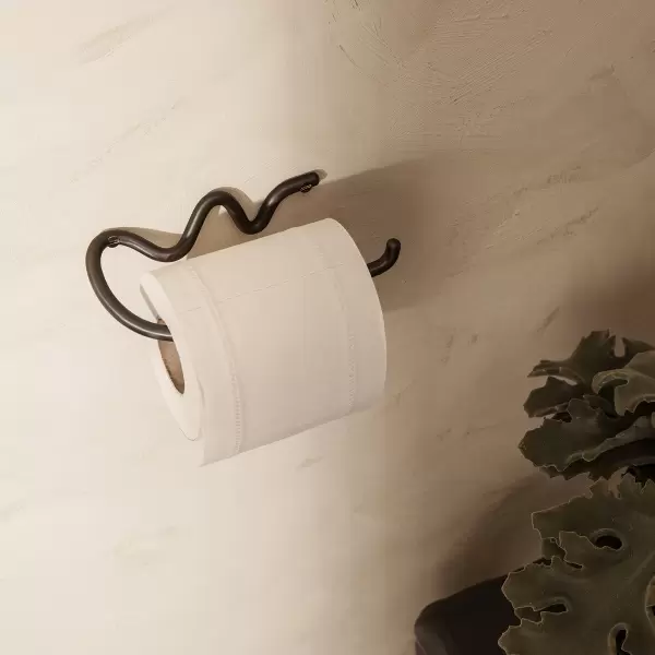 ferm LIVING - Curvature toiletrulleholder, Sort messing