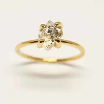 Studio Loma - Ring Colette Herkimer diamant, Forgyldt sterlingsølv Studio Loma - Ring Colette Herkimer diamant, Forgyldt sterlingsølv
