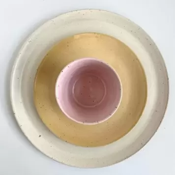 Bornholms Keramikfabrik - Tallerken/plate, Ø-stellet dansk prod. keramik Ø17 cm.