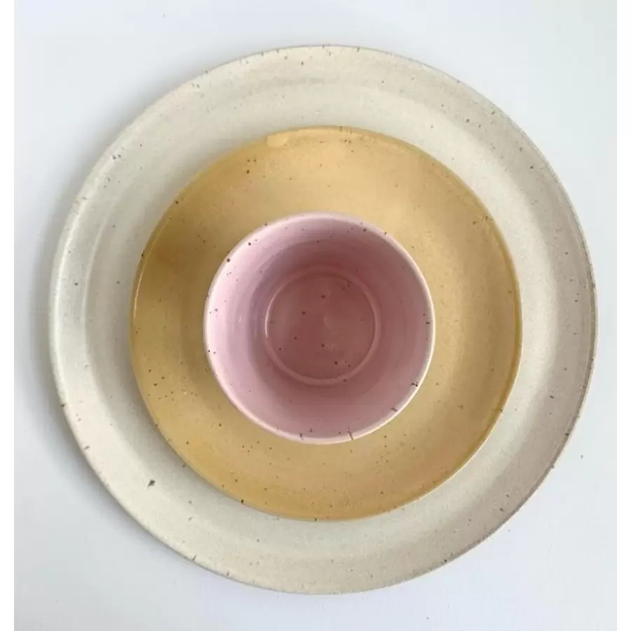 Bornholms Keramikfabrik - Tallerken/plate, Ø-stellet dansk prod. keramik Ø17 cm.