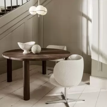 Ferm Living - Stol Rico Bouclé, Off white med drejesokkel - Hent selv