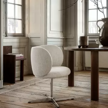 Ferm Living - Stol Rico Bouclé, Off white med drejesokkel - Hent selv Ferm Living - Stol Rico Bouclé, Off white med drejesokkel - Hent selv