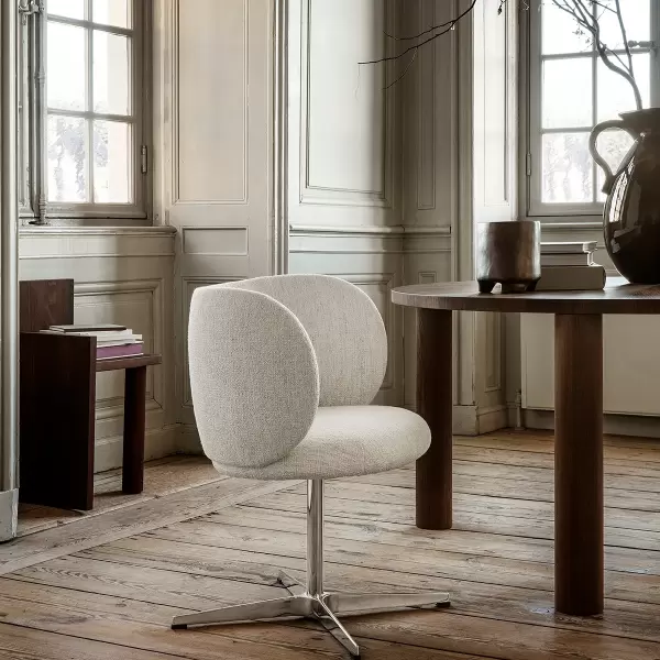 ferm LIVING - Stol Rico Bouclé, Off white med drejesokkel - Hent selv