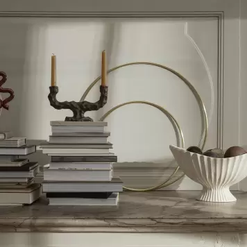 Ferm Living - Lysestage Dito Double, Mørkebrun