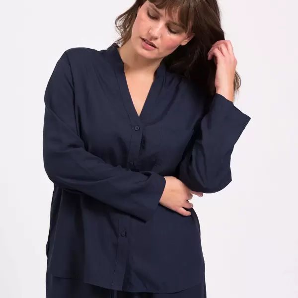 Lykkeland Atelier - Pyjamasskjorte Sleep, Midnight Blue