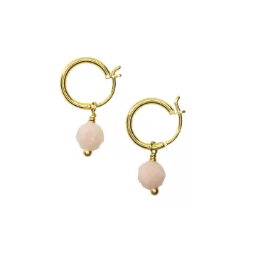 IBU Jewels - Øreringe Mini Hoop, Rose Quartz Forgyldt IBU Jewels - Øreringe Mini Hoop, Rose Quartz Forgyldt