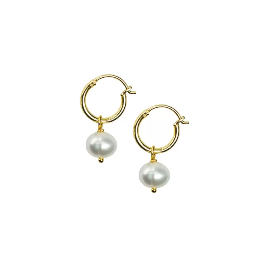 IBU Jewels - Øreringe Mini Hoop, Pearl
