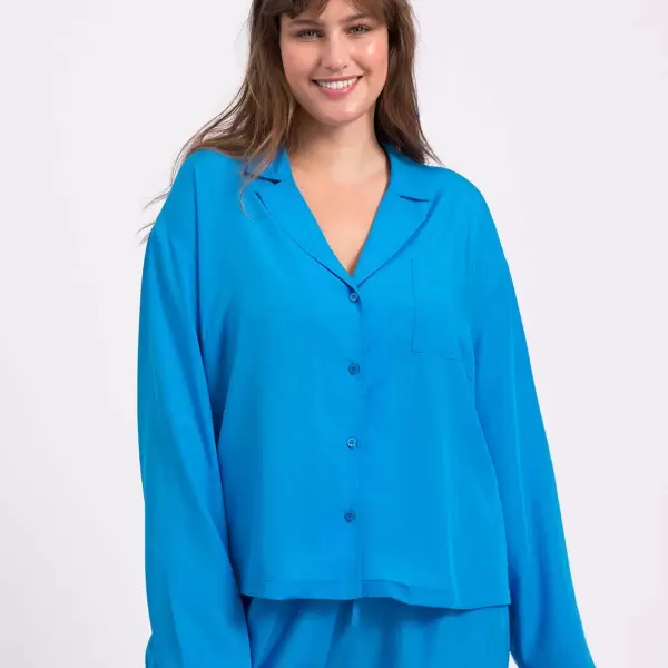 Lykkeland Atelier - Pyjamasskjorte Snuglle, Bright Blue