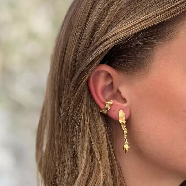 Trine Tuxen - Ear Cuff Leafy Greens, Forgyldt sterlingsølv