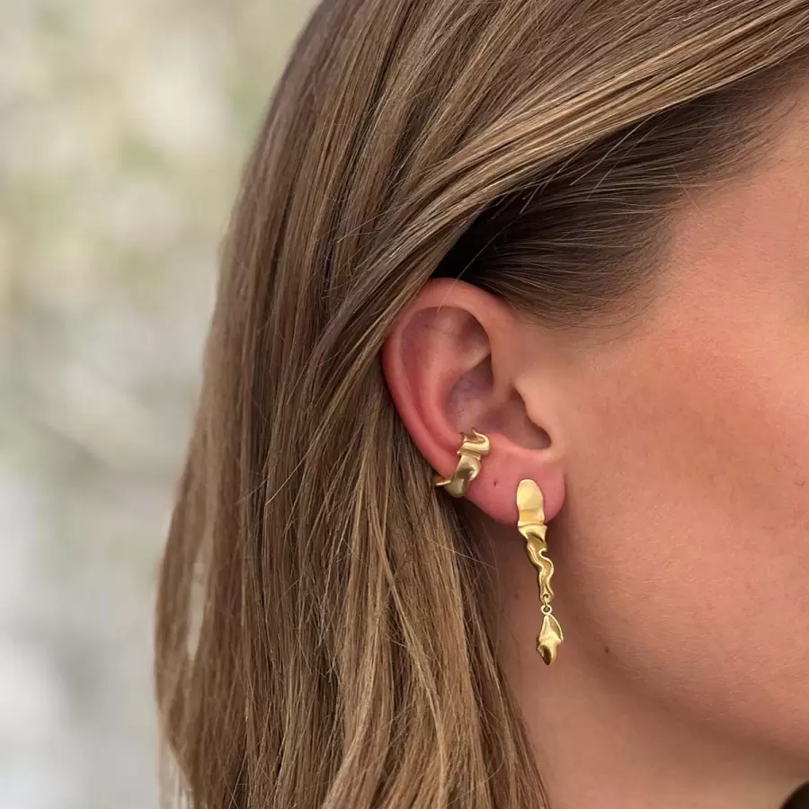 Trine Tuxen - Ear Cuff Leafy Greens, Forgyldt sterlingsølv