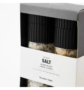 Nicolas Vahé - Gaveæske Øko Salt Secret Blend + Hvidløg- og Chilisalt