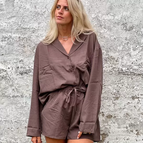 Lykkeland Atelier - Pyjamasskjorte Snuggle, Chocolate