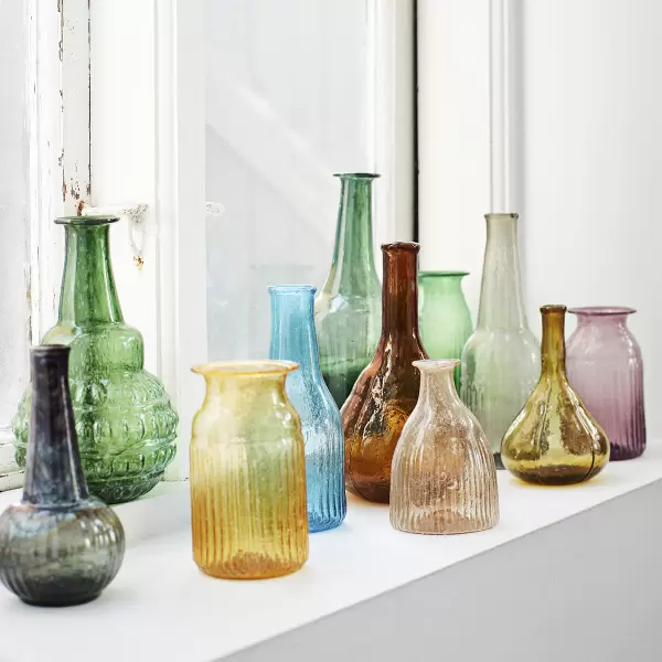 Madam Stoltz - Vase Recycled Glass Ø:7x20, Light Grey