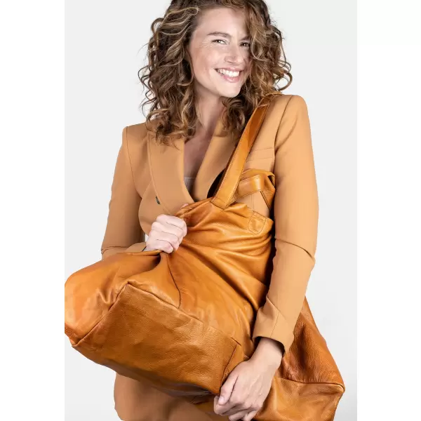 REDESIGNED - Kæmpestort lædernet - Fie Urban, Burned Tan