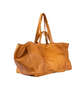 REDESIGNED - Kæmpestort lædernet - Fie Urban Tote Bag, Burned Tan