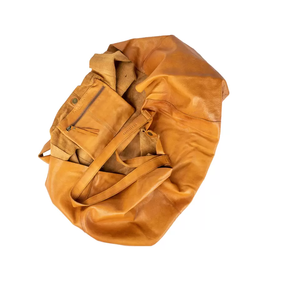 REDESIGNED - Kæmpestort lædernet - Fie Urban Tote Bag, Burned Tan